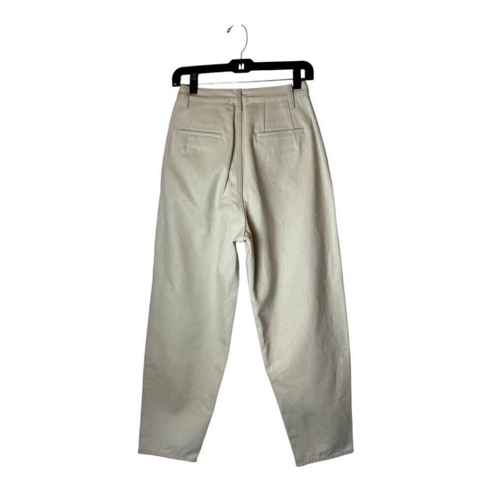 John Elliott Pants Women 27 Beige Cotton Denim‎ Pleated Front Baggy Tapered Leg - Picture 2 of 10